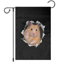 Funny Curious Hamster Peeking Through A Cracked Wall Meme Garden Flag