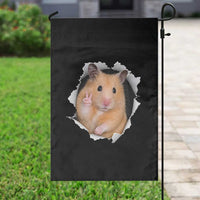 Funny Curious Hamster Peeking Through A Cracked Wall Meme Garden Flag