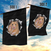 Funny Curious Hamster Peeking Through A Cracked Wall Meme Garden Flag