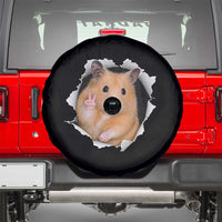 Funny Curious Hamster Peeking Through A Cracked Wall Meme Spare Tire Cover
