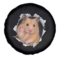 Funny Curious Hamster Peeking Through A Cracked Wall Meme Spare Tire Cover