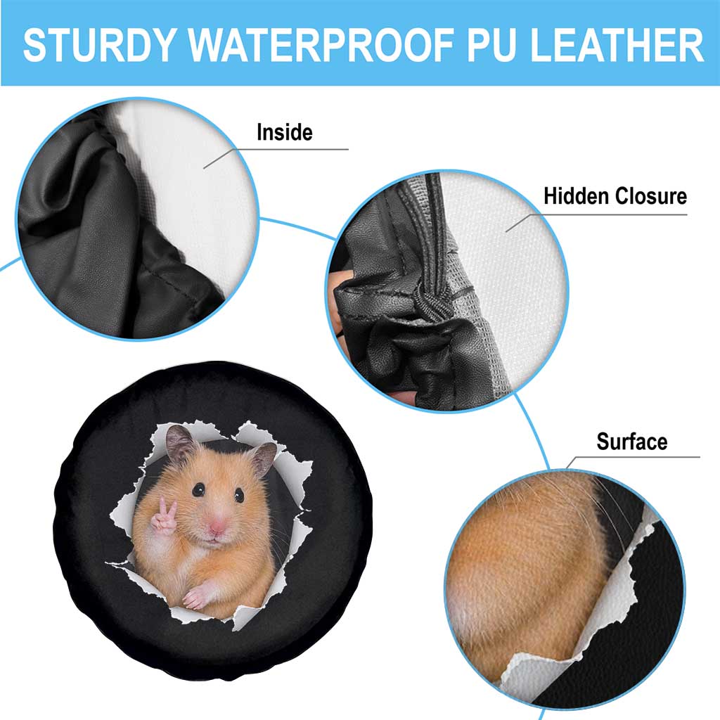 Funny Curious Hamster Peeking Through A Cracked Wall Meme Spare Tire Cover