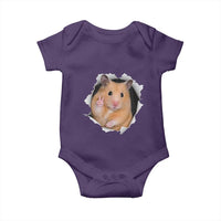 Funny Curious Hamster Peeking Through A Cracked Wall Meme Baby Onesie
