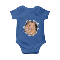 Funny Curious Hamster Peeking Through A Cracked Wall Meme Baby Onesie