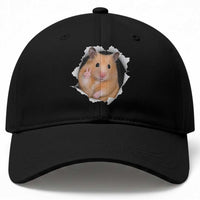 Funny Curious Hamster Peeking Through A Cracked Wall Meme Baseball Cap