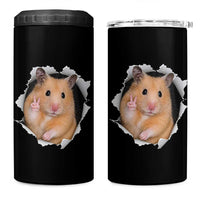 Funny Curious Hamster Peeking Through A Cracked Wall Meme 4 in 1 Can Cooler Tumbler