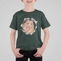 Funny Curious Hamster Peeking Through A Cracked Wall Meme T Shirt For Kid