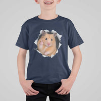 Funny Curious Hamster Peeking Through A Cracked Wall Meme T Shirt For Kid