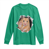 Funny Curious Hamster Peeking Through A Cracked Wall Meme Long Sleeve Shirt