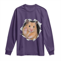 Funny Curious Hamster Peeking Through A Cracked Wall Meme Long Sleeve Shirt