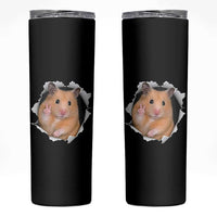 Funny Curious Hamster Peeking Through A Cracked Wall Meme Skinny Tumbler