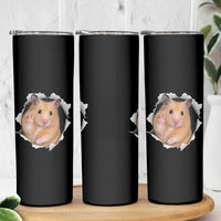Funny Curious Hamster Peeking Through A Cracked Wall Meme Skinny Tumbler