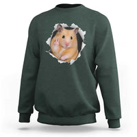 Funny Curious Hamster Peeking Through A Cracked Wall Meme Sweatshirt