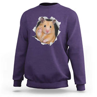 Funny Curious Hamster Peeking Through A Cracked Wall Meme Sweatshirt
