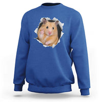 Funny Curious Hamster Peeking Through A Cracked Wall Meme Sweatshirt