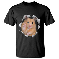 Funny Curious Hamster Peeking Through A Cracked Wall Meme T Shirt