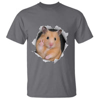 Funny Curious Hamster Peeking Through A Cracked Wall Meme T Shirt
