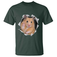 Funny Curious Hamster Peeking Through A Cracked Wall Meme T Shirt