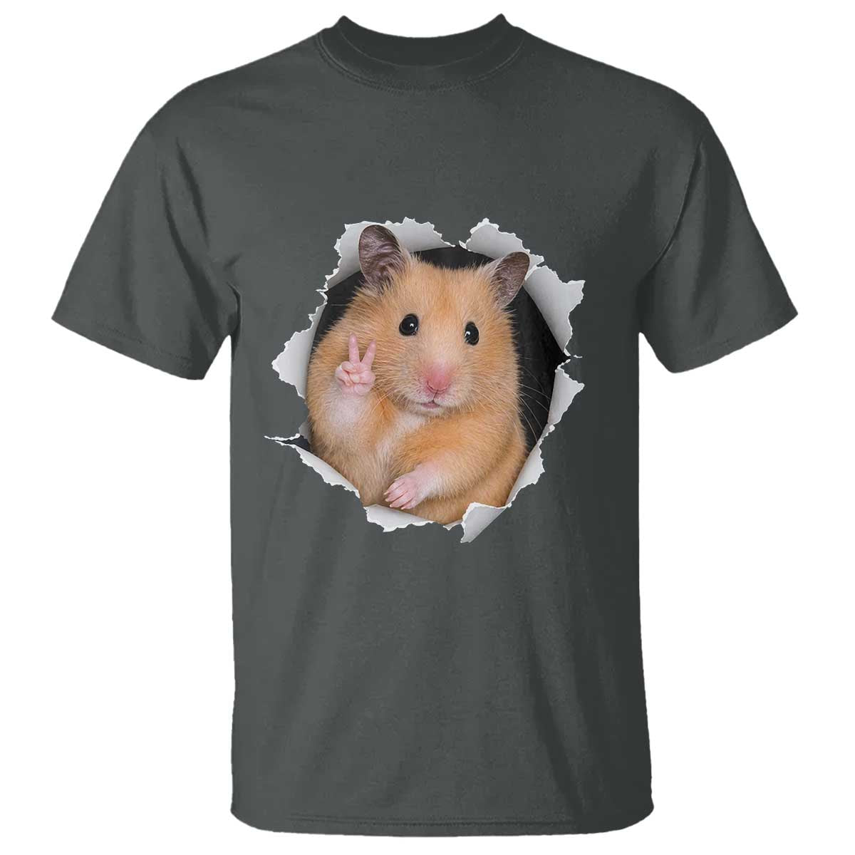 Funny Curious Hamster Peeking Through A Cracked Wall Meme T Shirt