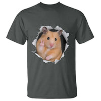Funny Curious Hamster Peeking Through A Cracked Wall Meme T Shirt