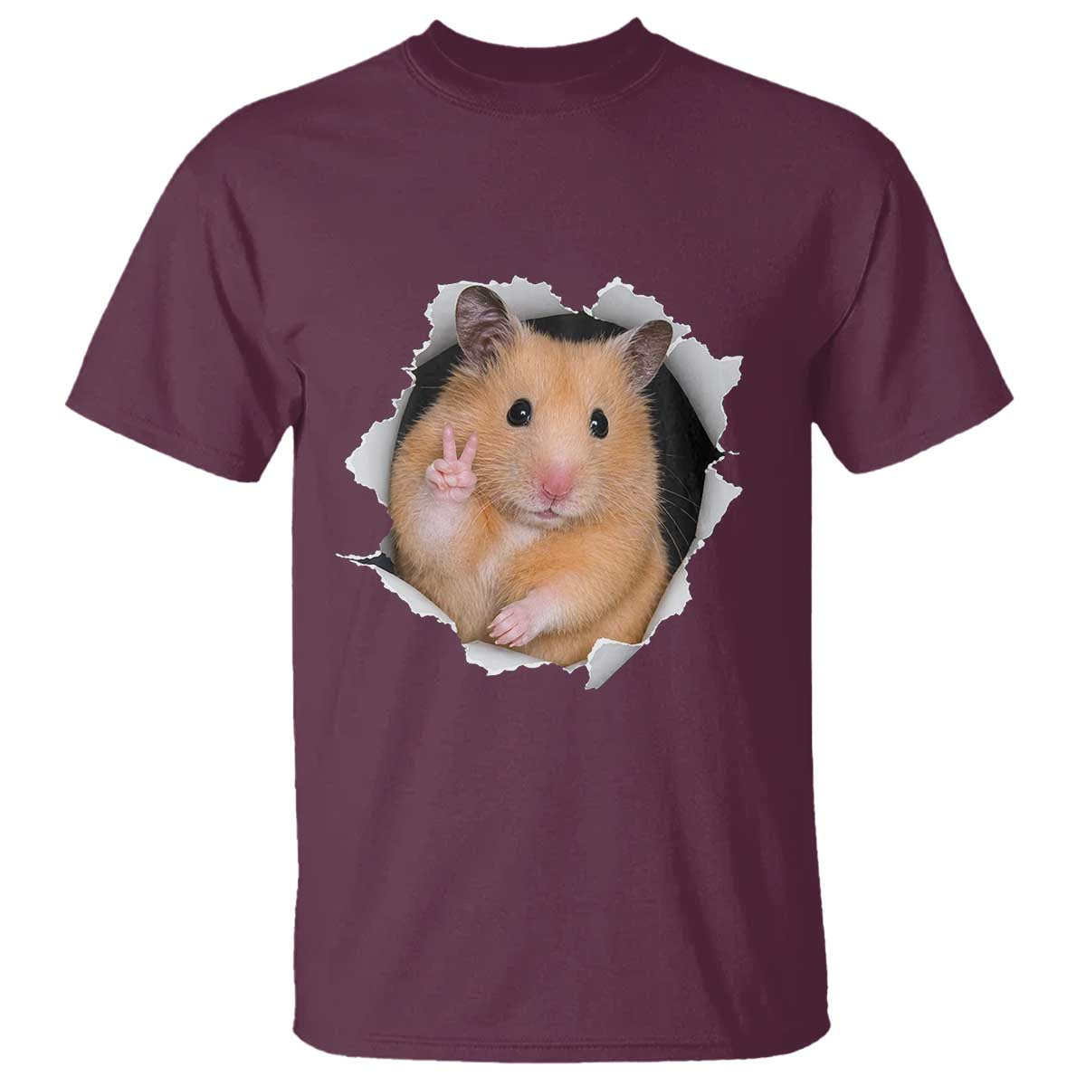 Funny Curious Hamster Peeking Through A Cracked Wall Meme T Shirt