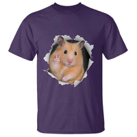 Funny Curious Hamster Peeking Through A Cracked Wall Meme T Shirt