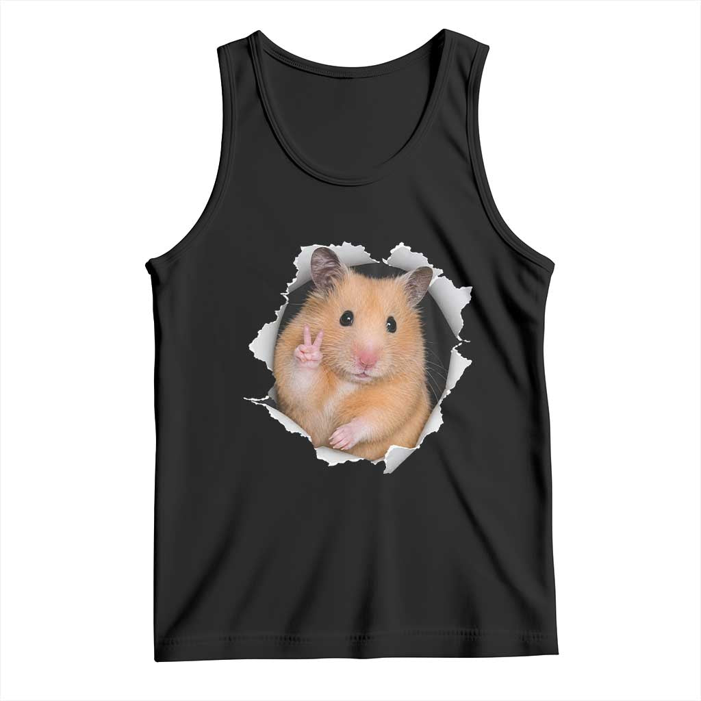 Funny Curious Hamster Peeking Through A Cracked Wall Meme Tank Top