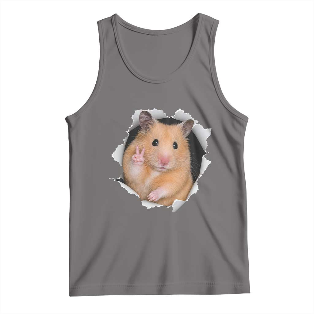 Funny Curious Hamster Peeking Through A Cracked Wall Meme Tank Top