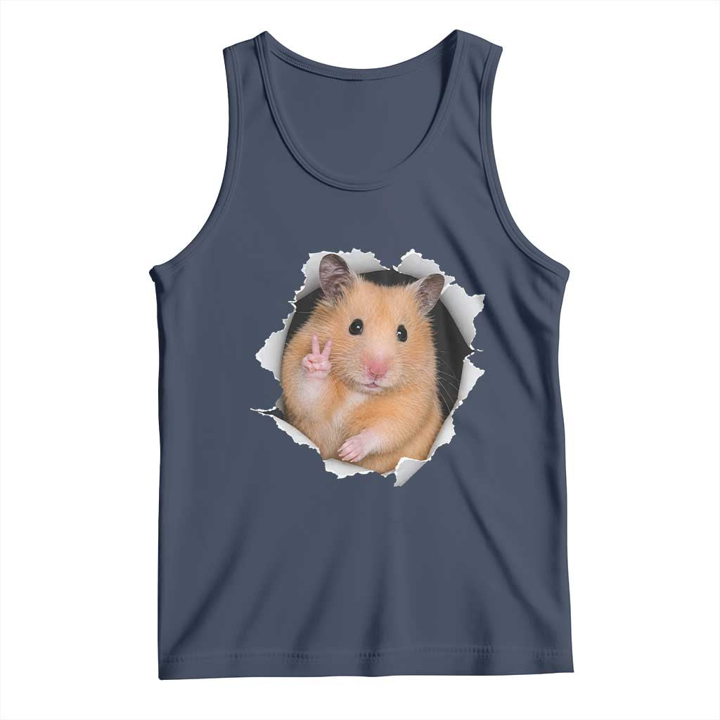 Funny Curious Hamster Peeking Through A Cracked Wall Meme Tank Top