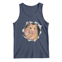 Funny Curious Hamster Peeking Through A Cracked Wall Meme Tank Top