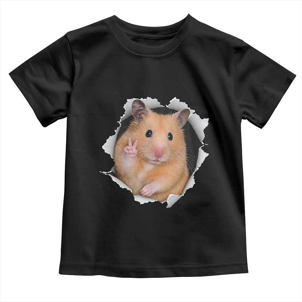 Funny Curious Hamster Peeking Through A Cracked Wall Meme Toddler T Shirt