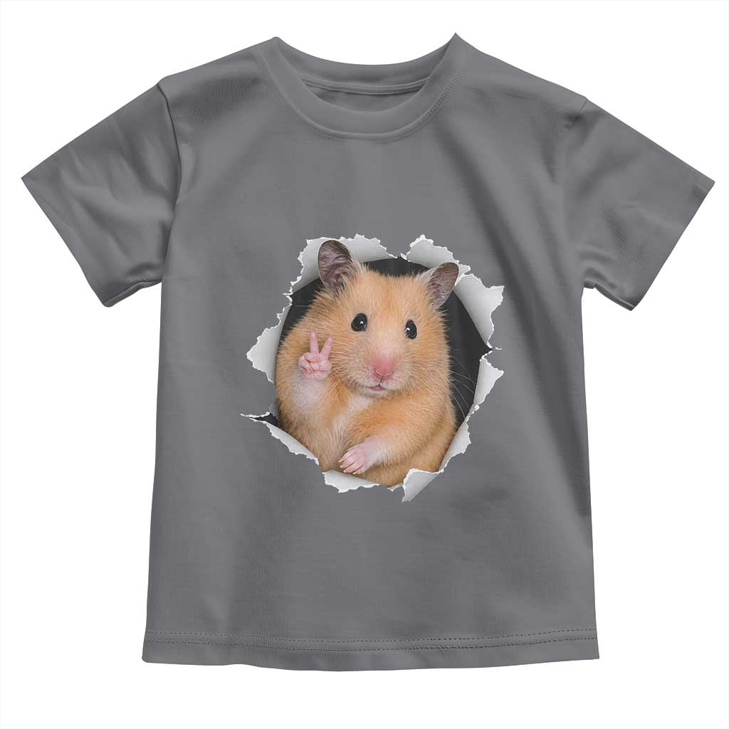 Funny Curious Hamster Peeking Through A Cracked Wall Meme Toddler T Shirt