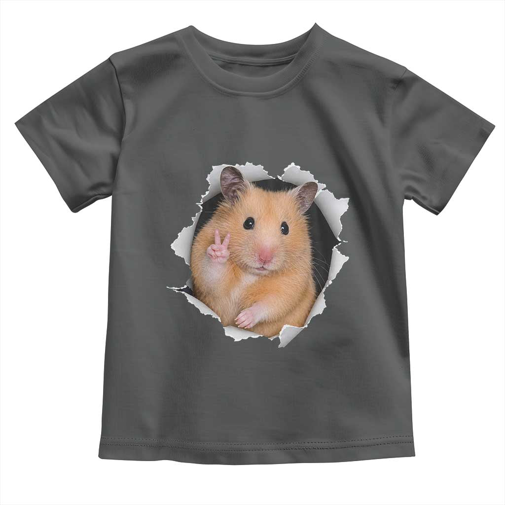 Funny Curious Hamster Peeking Through A Cracked Wall Meme Toddler T Shirt