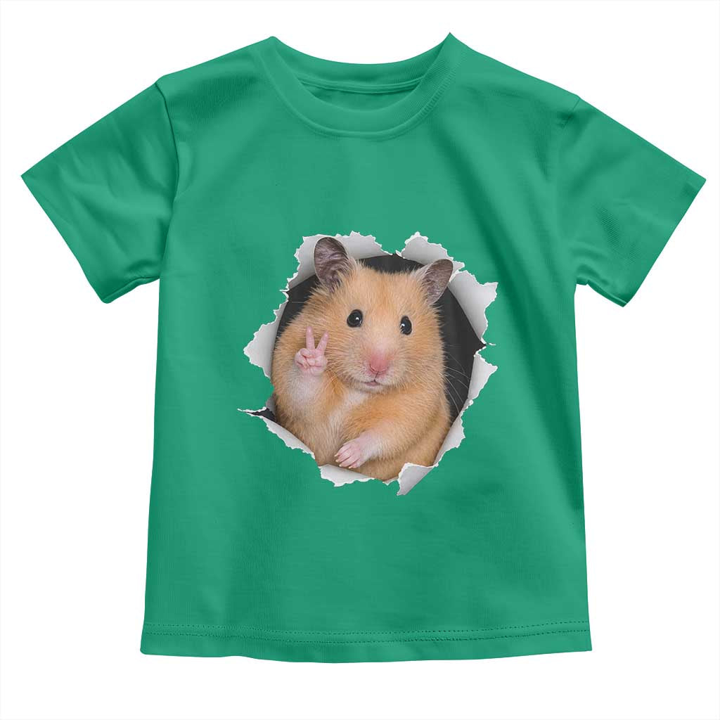 Funny Curious Hamster Peeking Through A Cracked Wall Meme Toddler T Shirt