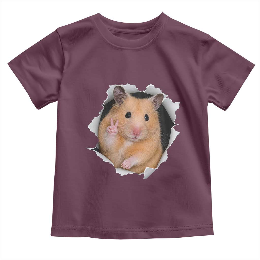 Funny Curious Hamster Peeking Through A Cracked Wall Meme Toddler T Shirt