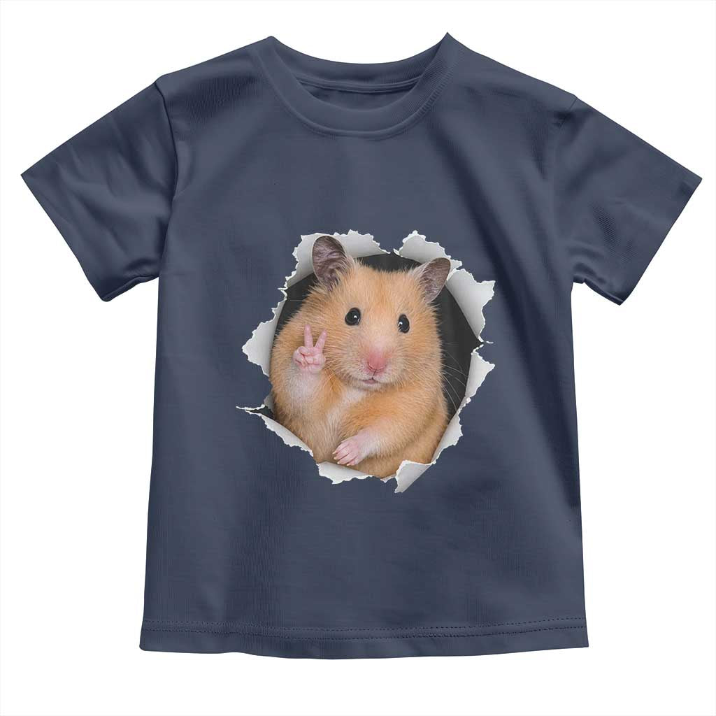 Funny Curious Hamster Peeking Through A Cracked Wall Meme Toddler T Shirt