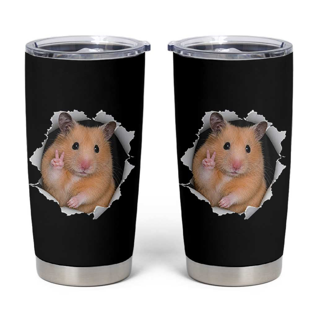 Funny Curious Hamster Peeking Through A Cracked Wall Meme Tumbler Cup