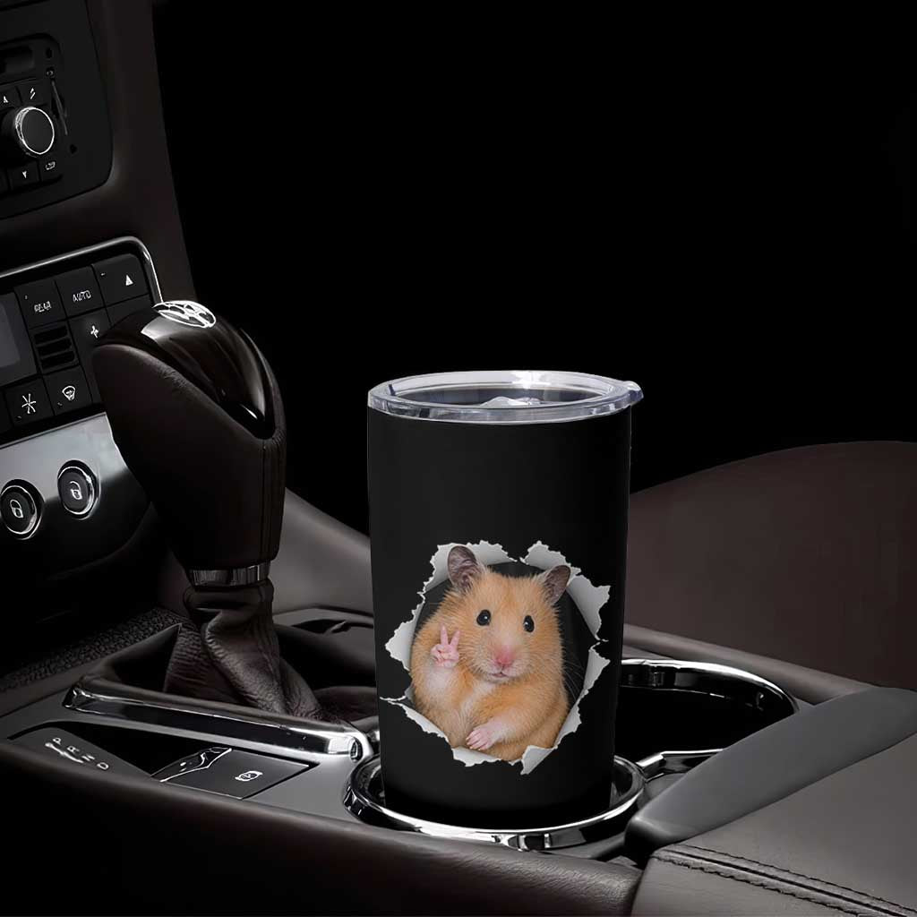 Funny Curious Hamster Peeking Through A Cracked Wall Meme Tumbler Cup