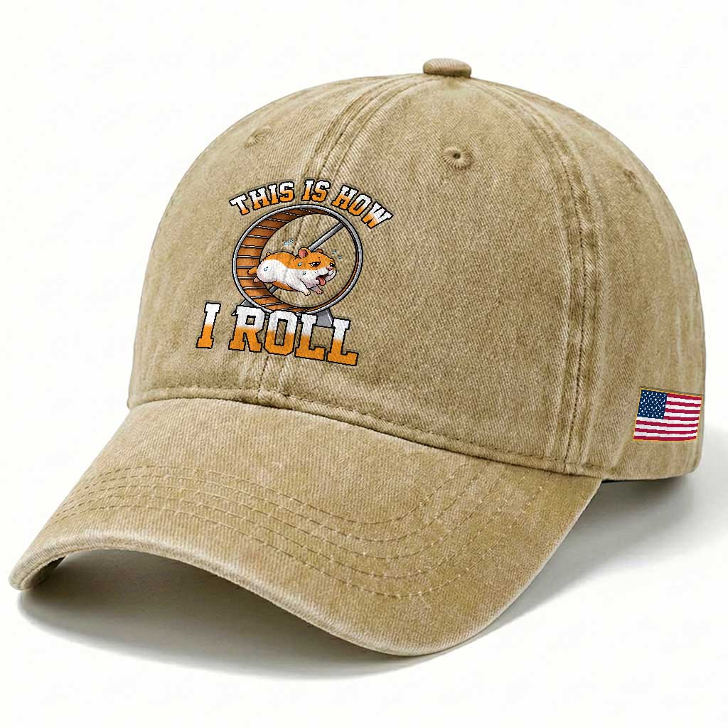 Cute Hamster Running Wheel Washed Cotton Baseball Cap This Is How I Roll