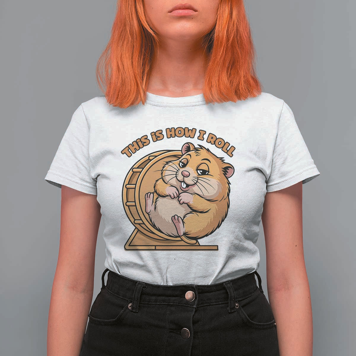 Funny Hamster This Is How I Roll T Shirt For Women Cute Rodent Wheel Meme