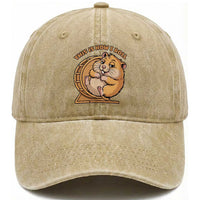 Funny Hamster This Is How I Roll Washed Cotton Baseball Cap Cute Rodent Wheel Meme