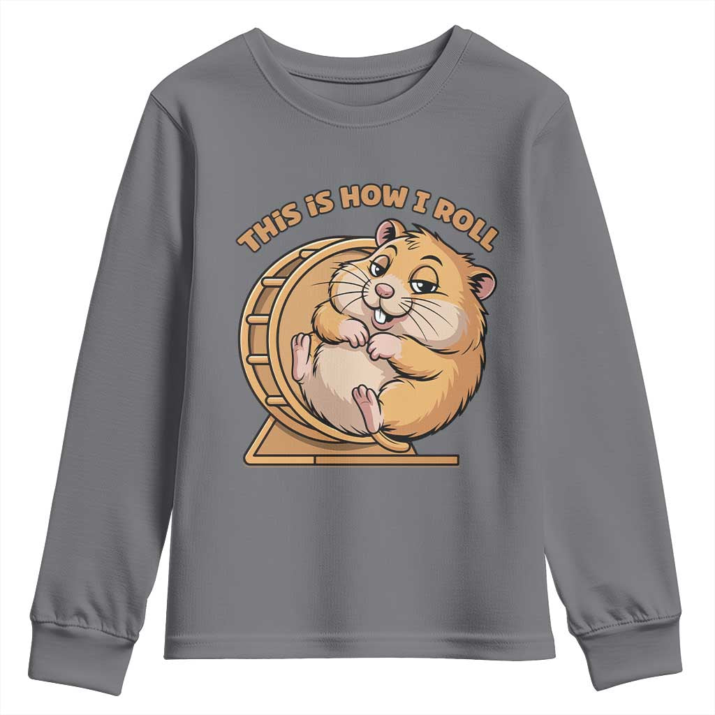 Funny Hamster This Is How I Roll Youth Sweatshirt Cute Rodent Wheel Meme