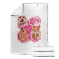 Three Hamsters Retro Graphic Throw Blanket Small Pet Lover Gift Idea