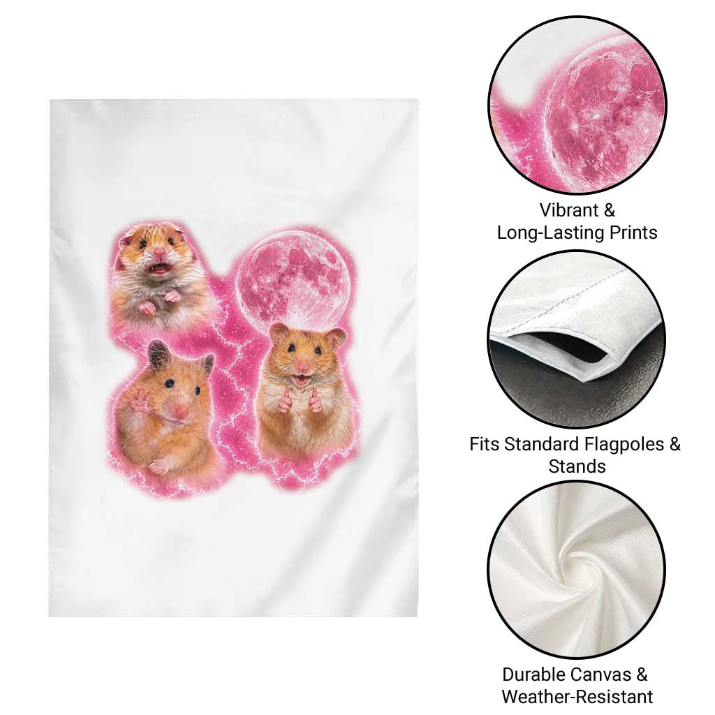 Three Hamsters Retro Graphic Garden Flag Small Pet Lover Gift Idea