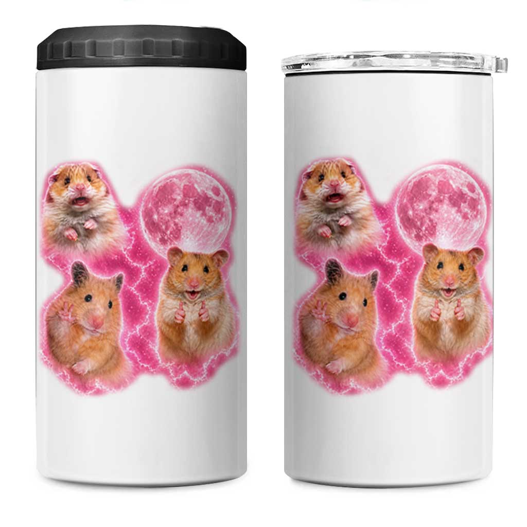 Three Hamsters Retro Graphic 4 in 1 Can Cooler Tumbler Small Pet Lover Gift Idea