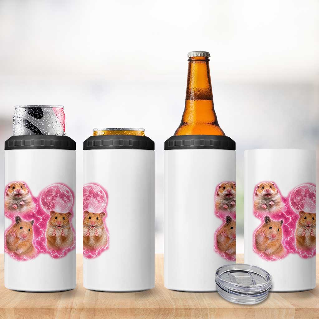 Three Hamsters Retro Graphic 4 in 1 Can Cooler Tumbler Small Pet Lover Gift Idea