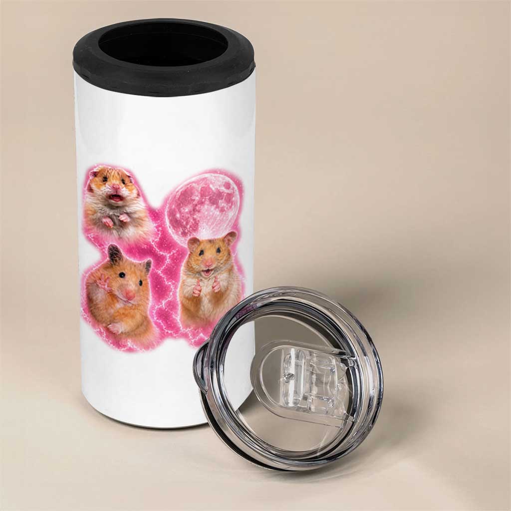 Three Hamsters Retro Graphic 4 in 1 Can Cooler Tumbler Small Pet Lover Gift Idea