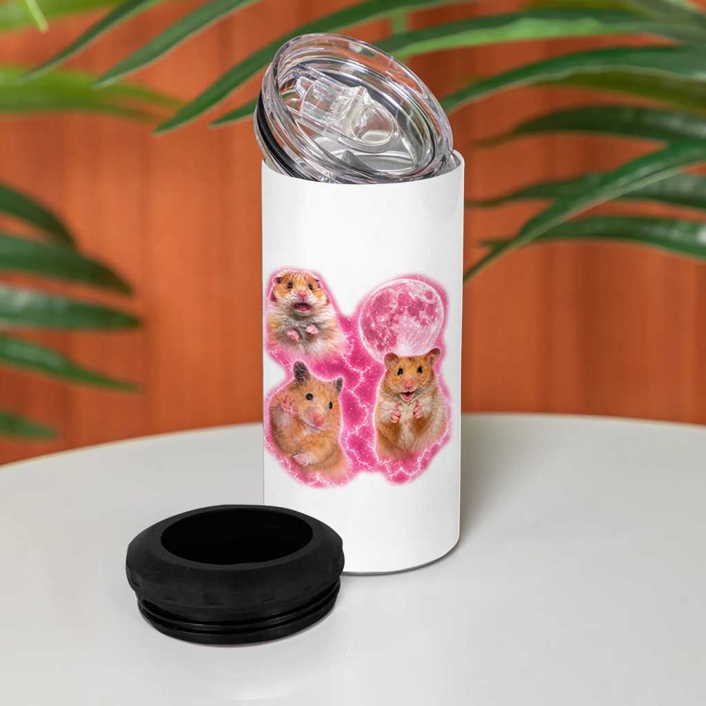 Three Hamsters Retro Graphic 4 in 1 Can Cooler Tumbler Small Pet Lover Gift Idea