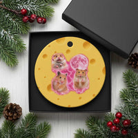 Three Hamsters Retro Graphic Ceramic Ornament Small Pet Lover Gift Idea