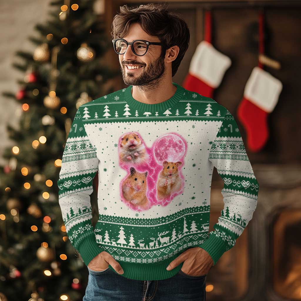 Three Hamsters Retro Graphic Ugly Christmas Sweater Small Pet Lover Gift Idea